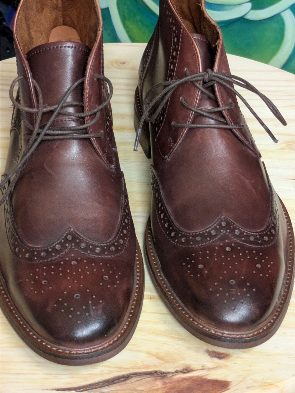 Blake Mckay Wingtip Brogue Chukkas Size 10 Mm Dark Brown Leather NEVER WORN